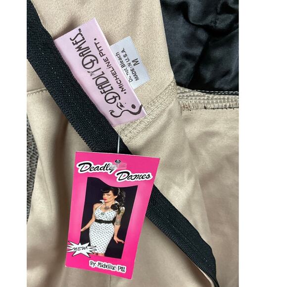 PINUP Girl DEADLY DAMES Wiggle Courtesan Dress Champagne NWT M Retro Glam - Picture 8 of 11